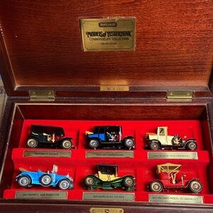 Matchbox Classic Car Set in Blue, Black, and red. Brown box.
